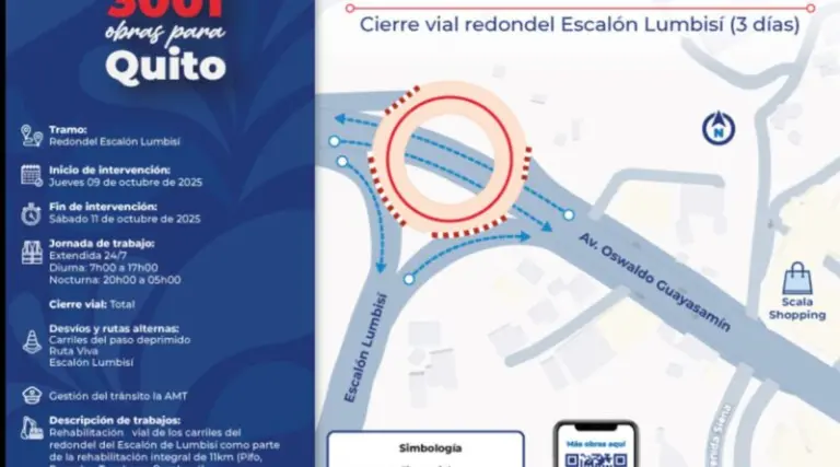 Cierre vial en Lumbisí por trabajos de rehabilitación